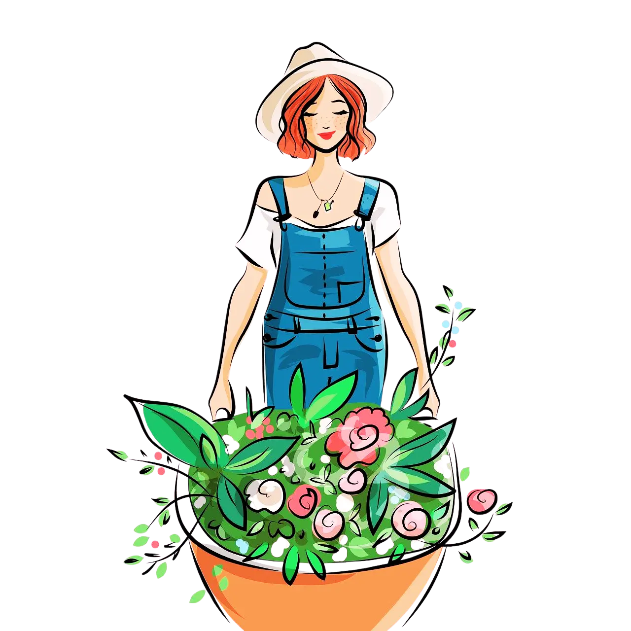 Woman with flowers illustration